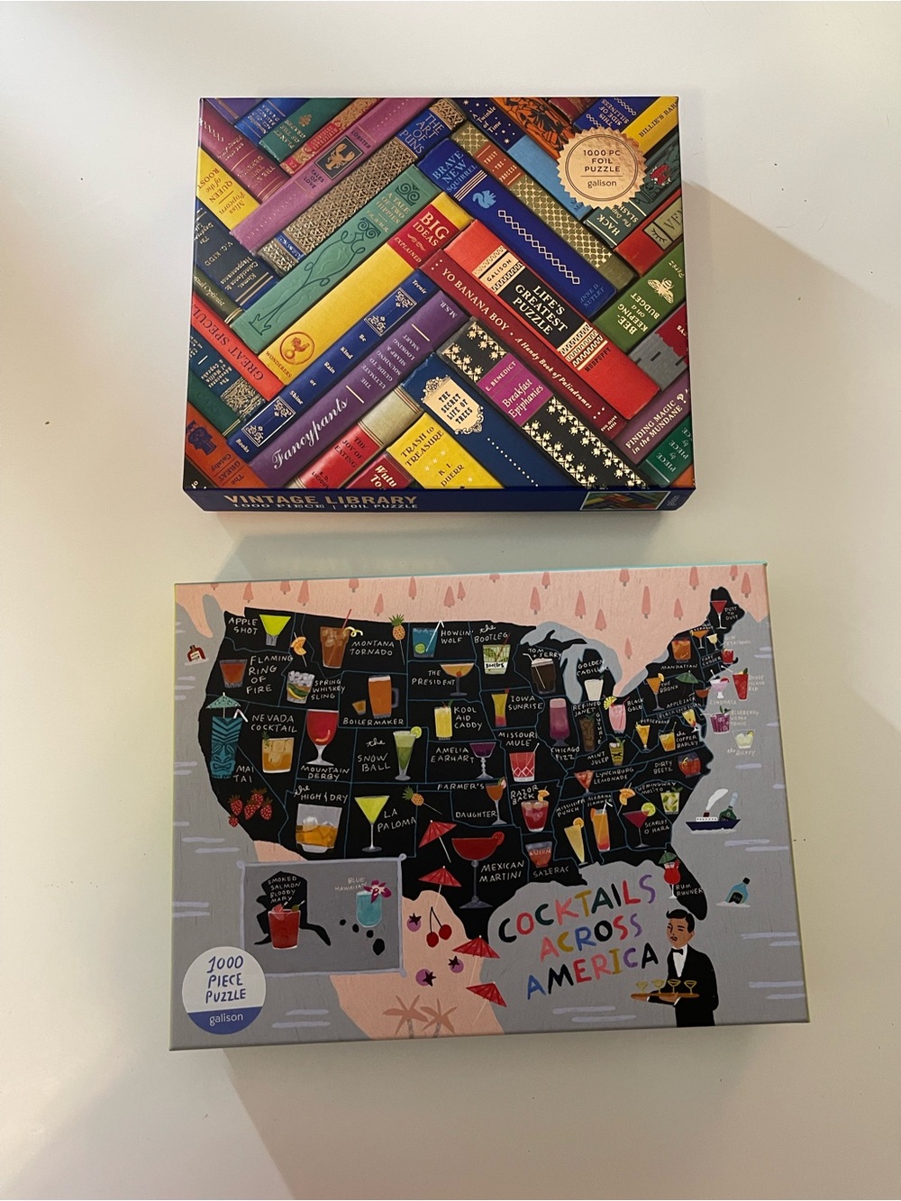 Galison Vintage Library & Cocktails Across America 1000-Piece Jigsaw Puzzles NIB